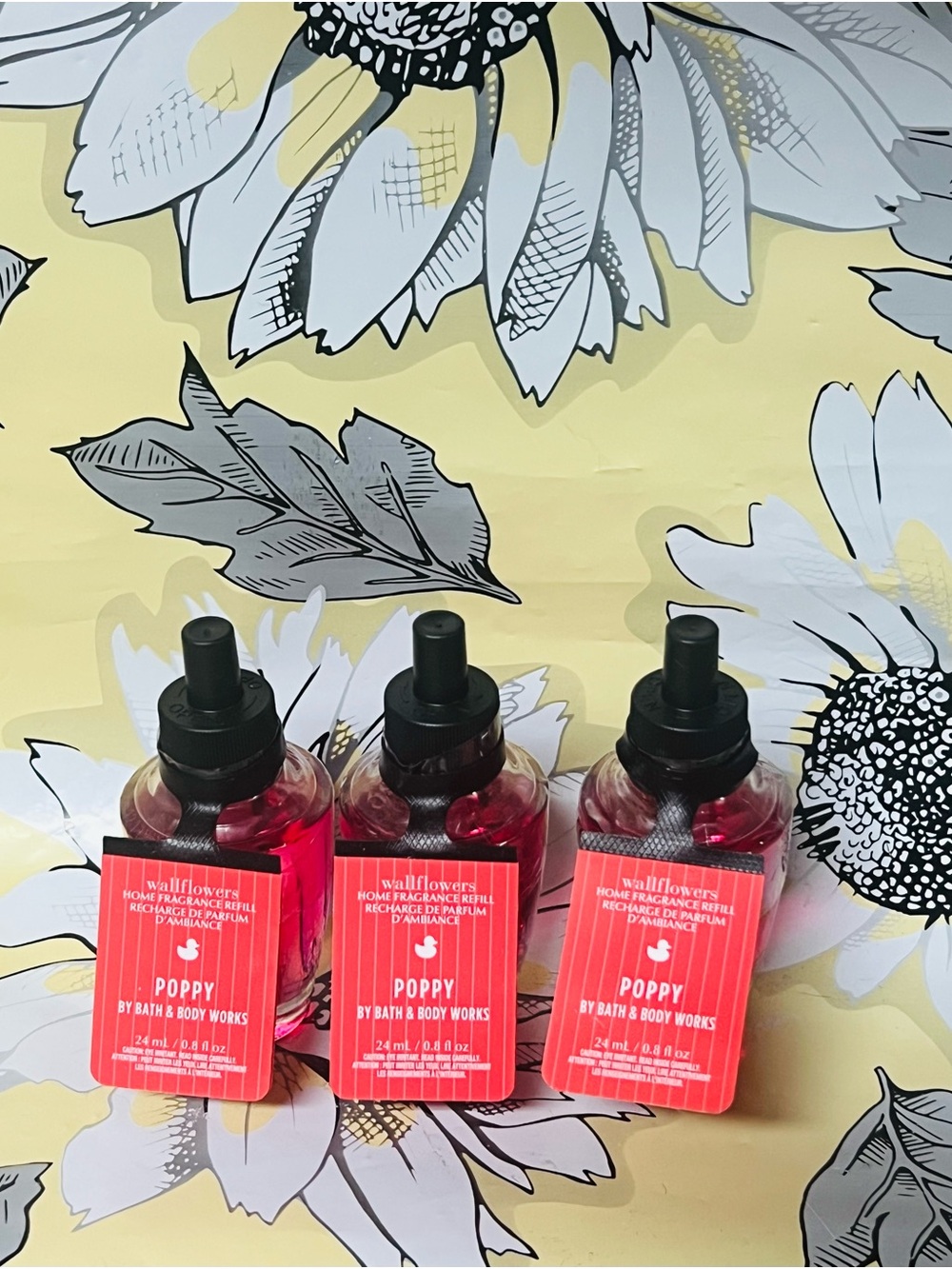 3 Bath & Body Works POPPY  Wallflower Bulbs Refill